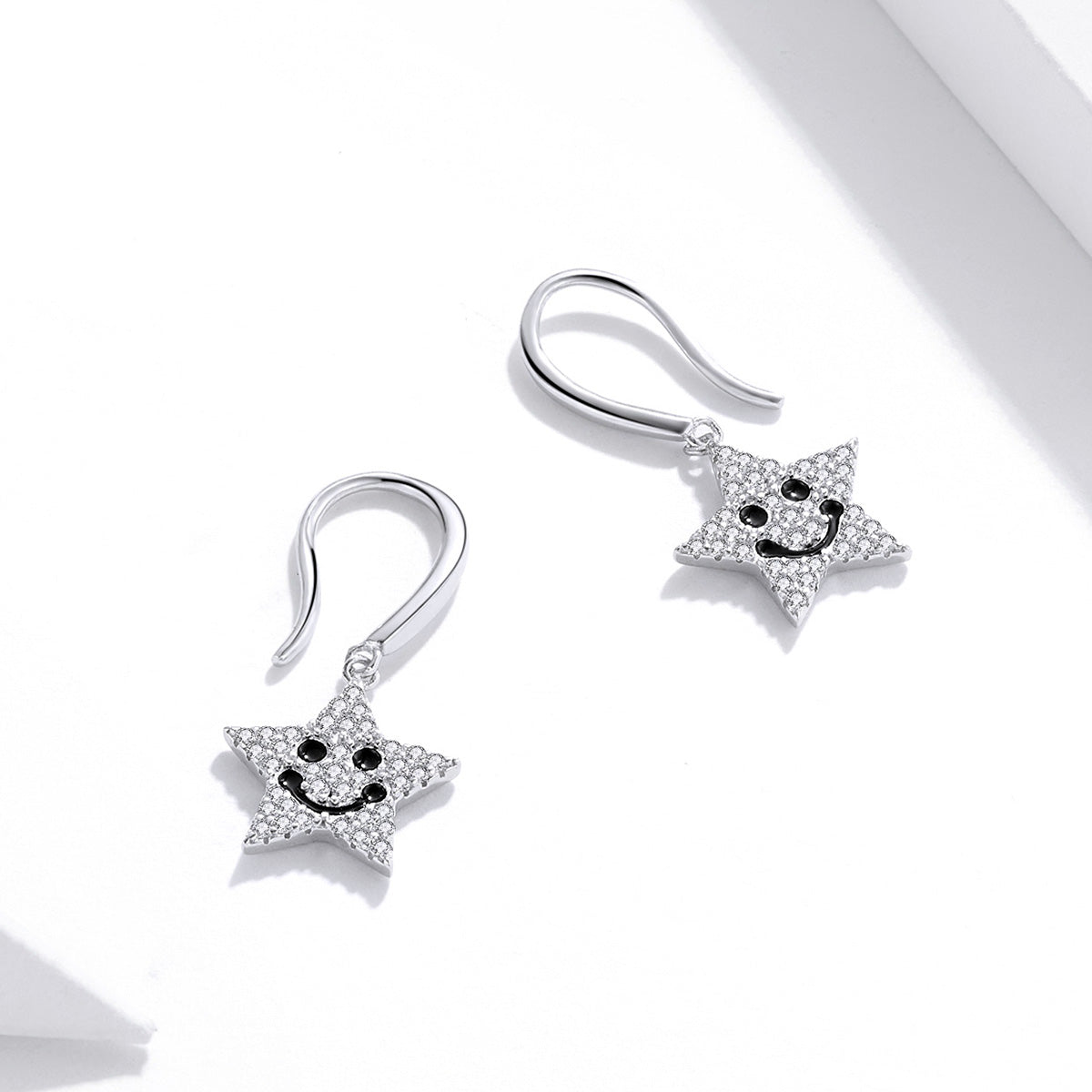 Sterling Silver Happy Star Hook Hypoallergenic Earrings