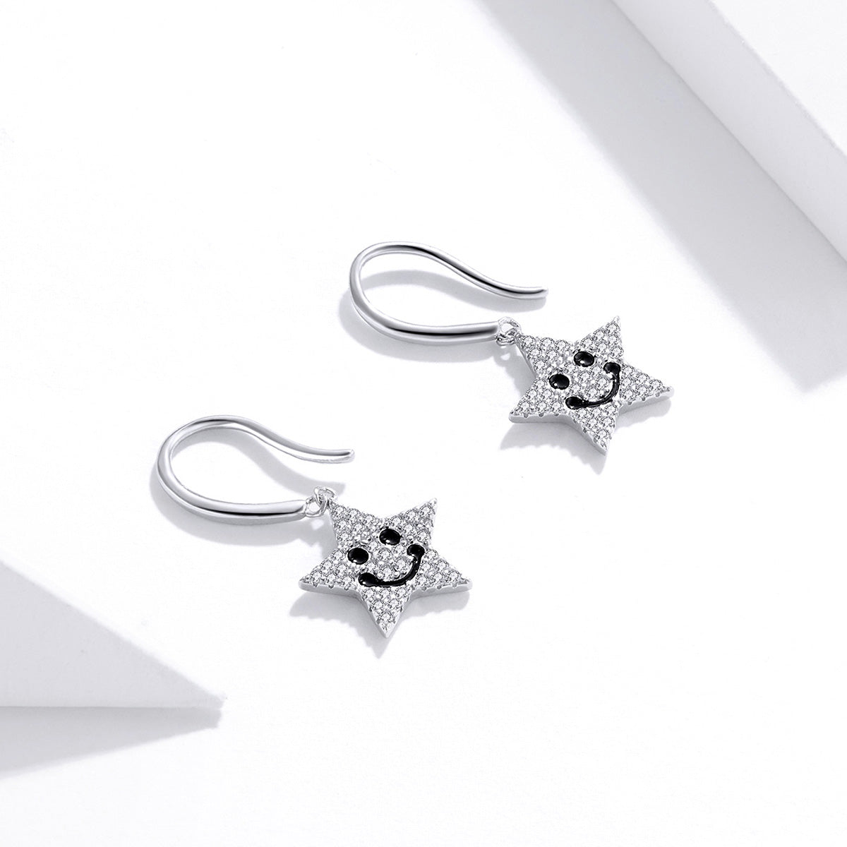 Sterling Silver Happy Star Hook Hypoallergenic Earrings