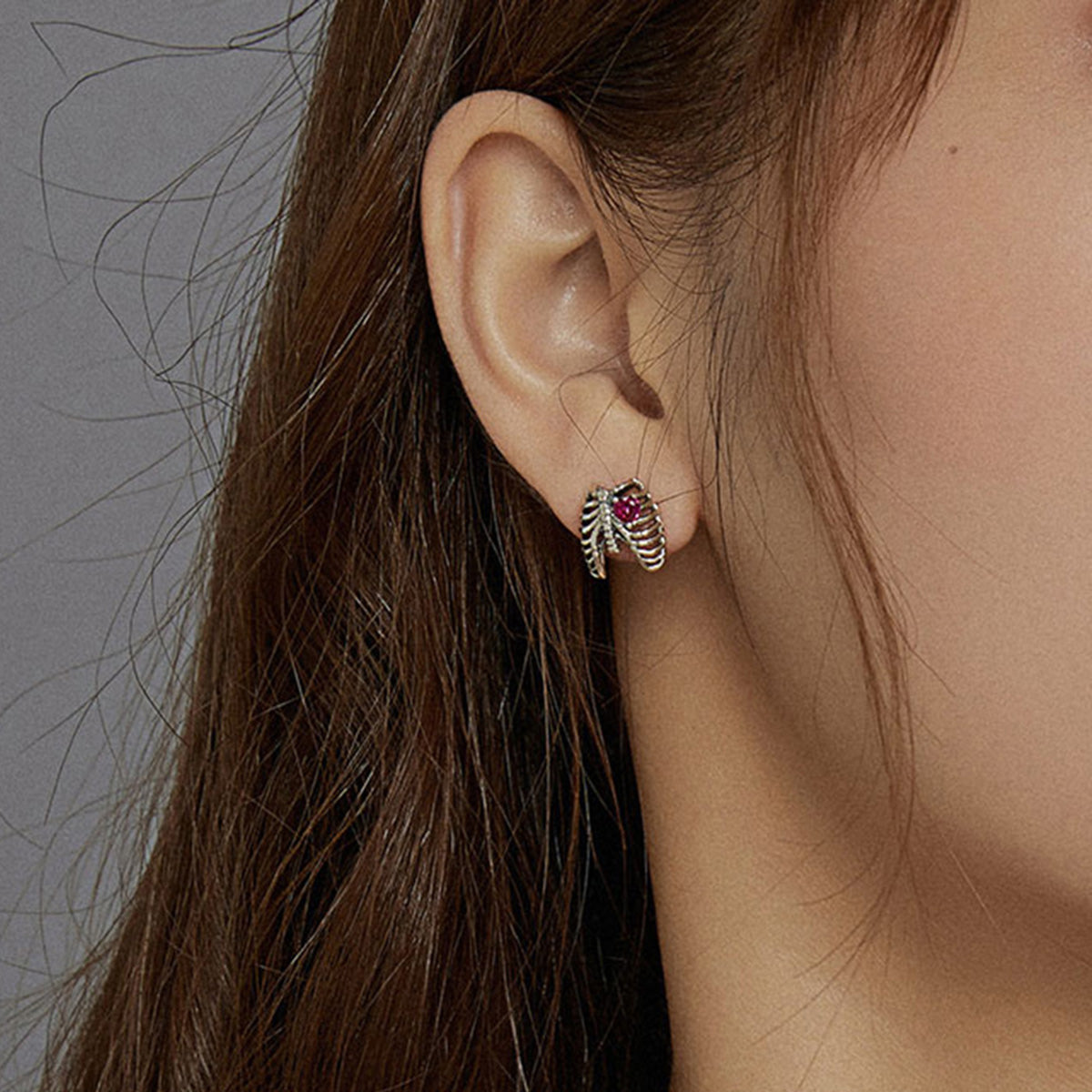 Sterling Silver Love X-Ray Stud Hypoallergenic Earrings