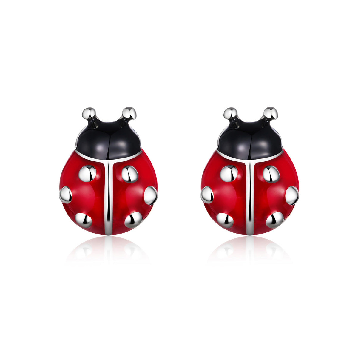 Sterling Silver Ladybug & Flower Hypoallergenic Earrings