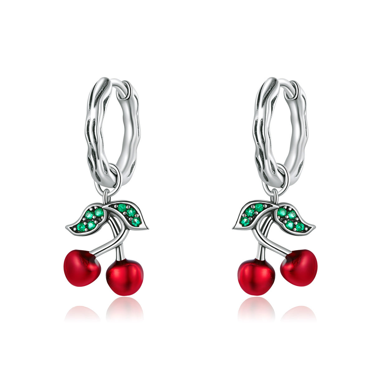 Sterling Silver Cherry Stud Hypoallergenic Earrings