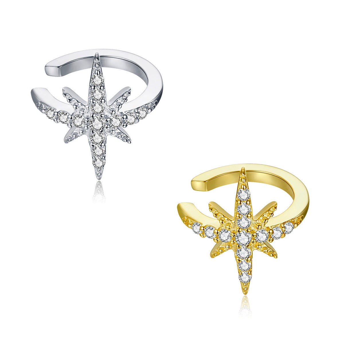 Sterling Silver Twinkling Star Hypoallergenic Ear Cuff (Single)
