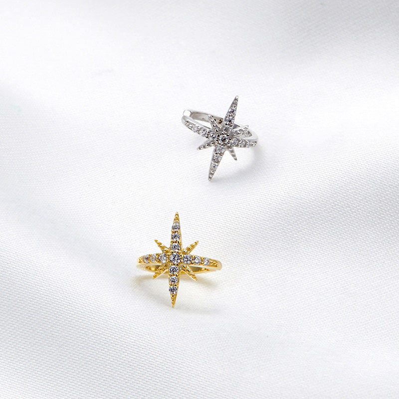 Sterling Silver Twinkling Star Hypoallergenic Ear Cuff (Single)