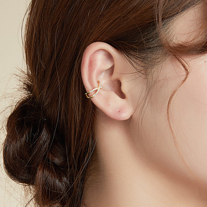 Sterling Silver Interlaced Hypoallergenic Ear Cuff (Single)