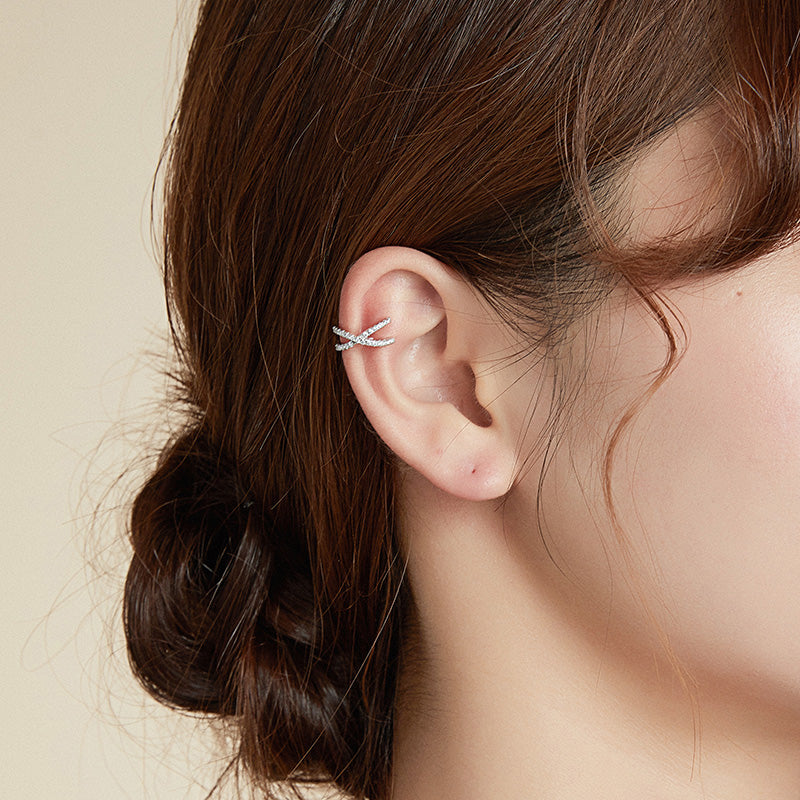 Sterling Silver Interlaced Hypoallergenic Ear Cuff (Single)