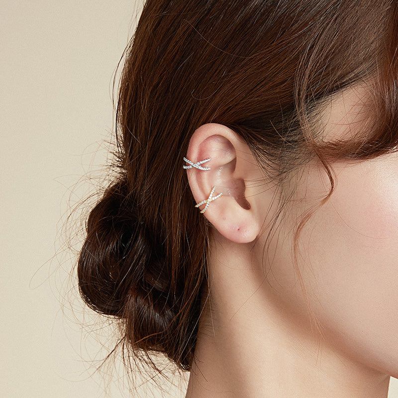 Sterling Silver Interlaced Hypoallergenic Ear Cuff (Single)