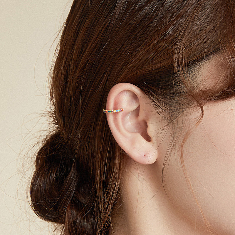 Sterling Silver Rainbow Hypoallergenic Ear Cuff (Single)
