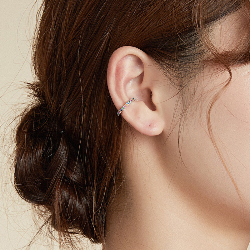 Sterling Silver Rainbow Hypoallergenic Ear Cuff (Single)