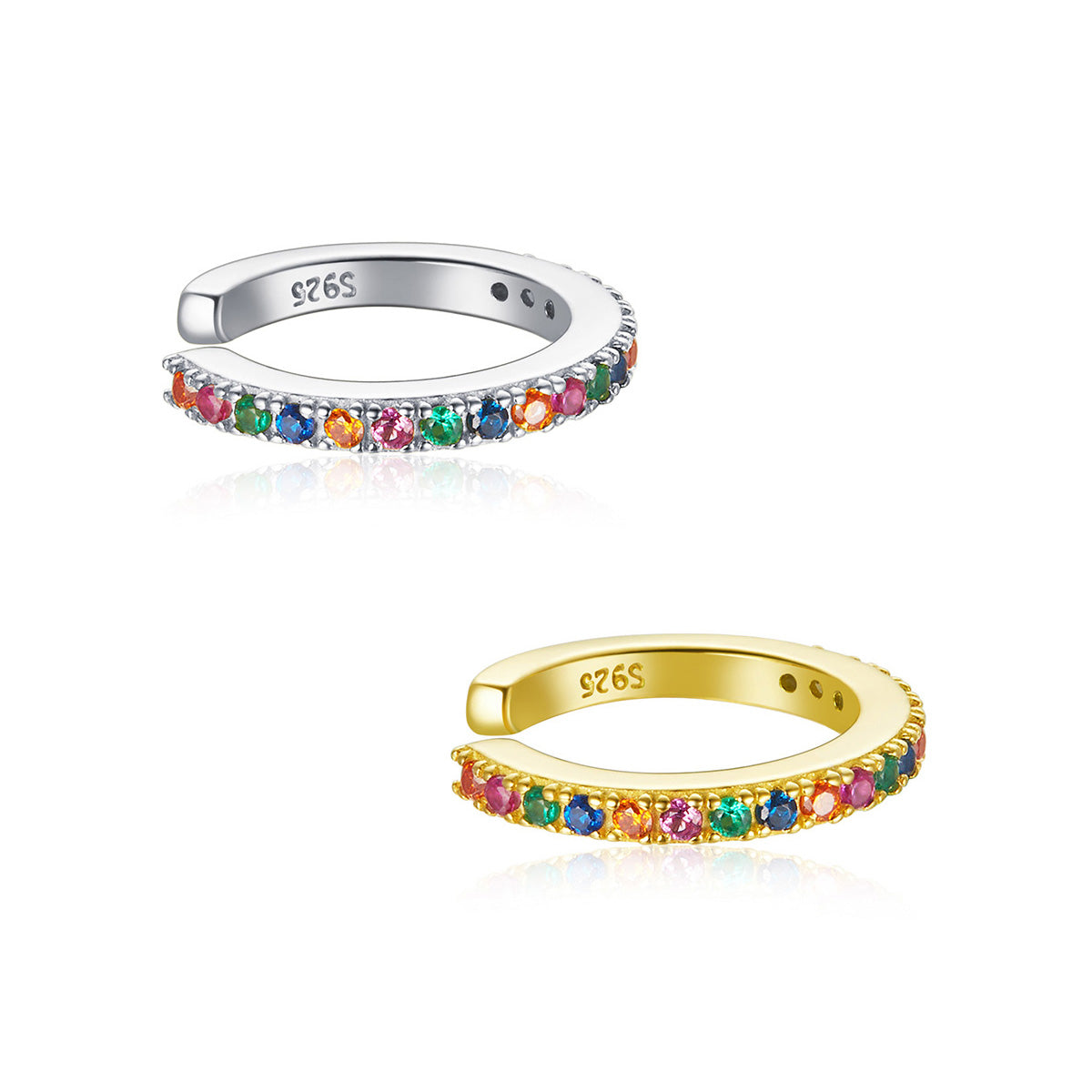Sterling Silver Rainbow Hypoallergenic Ear Cuff (Single)