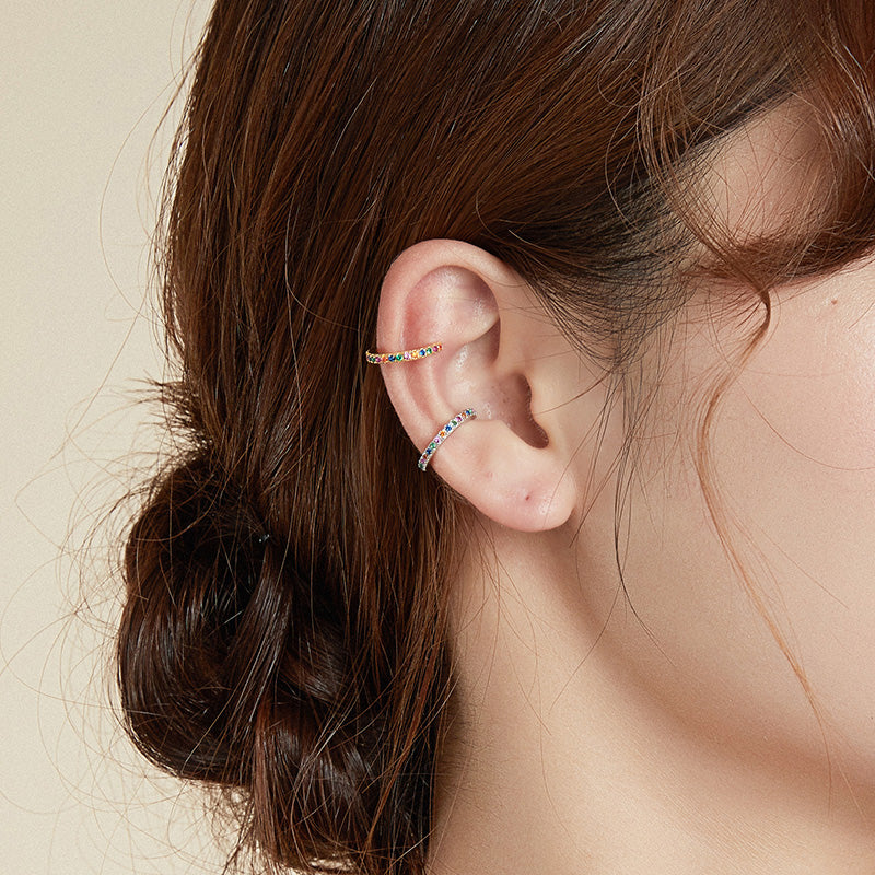 Sterling Silver Rainbow Hypoallergenic Ear Cuff (Single)
