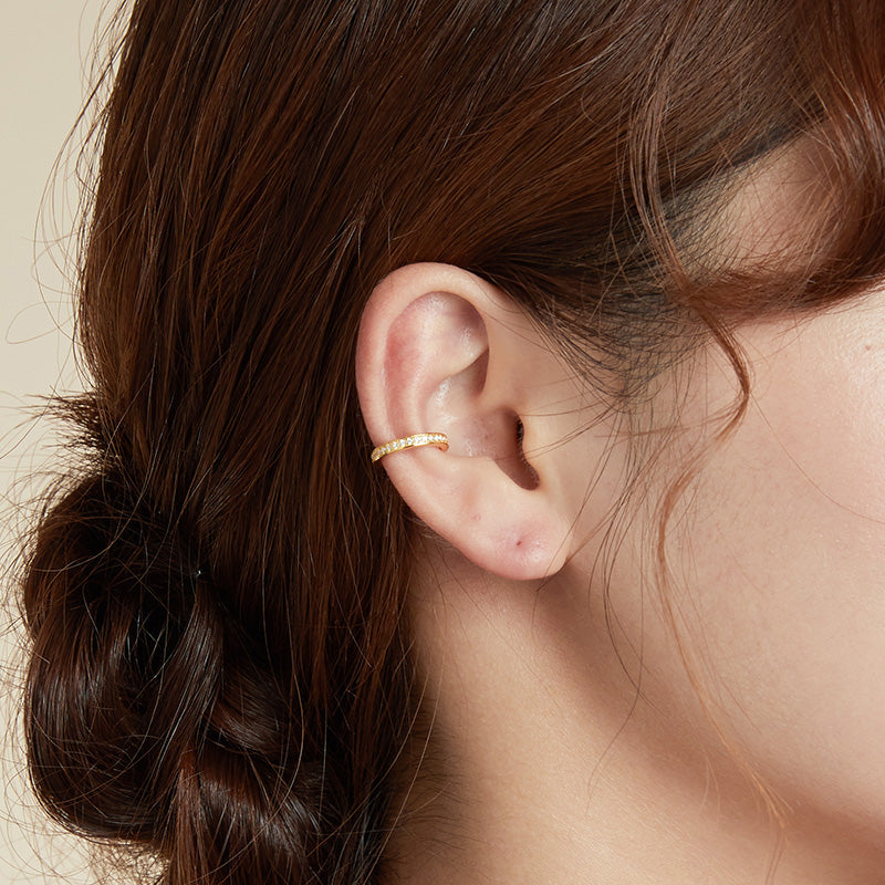 Sterling Silver Round Hypoallergenic Ear Cuff (Single)