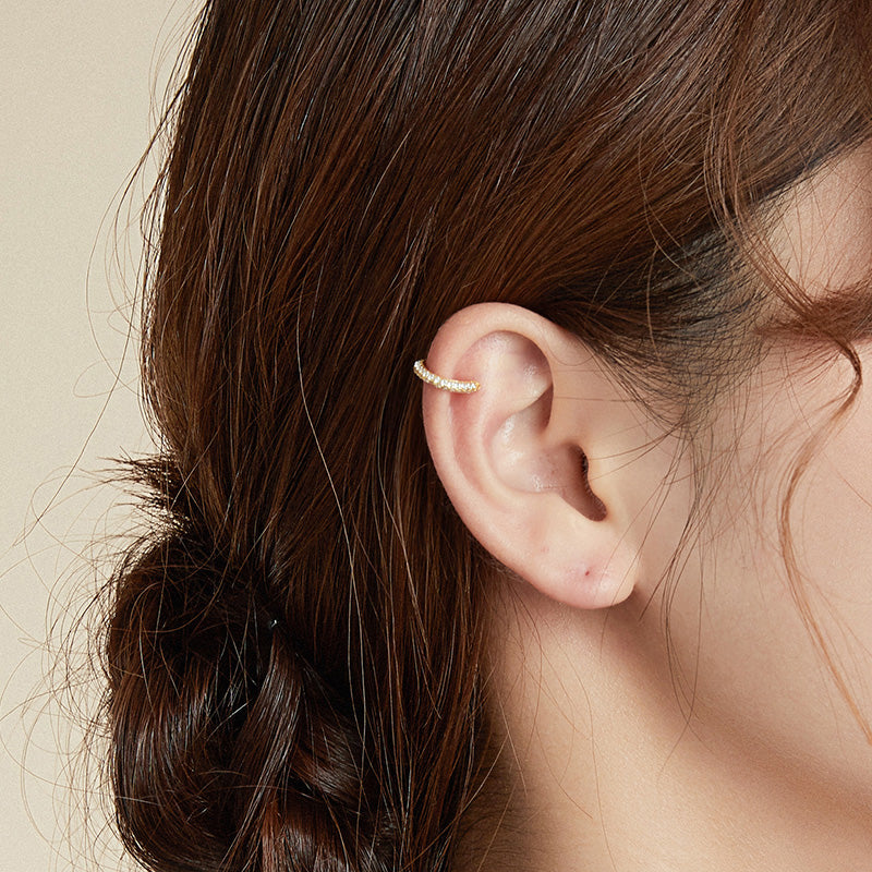 Sterling Silver Round Hypoallergenic Ear Cuff (Single)