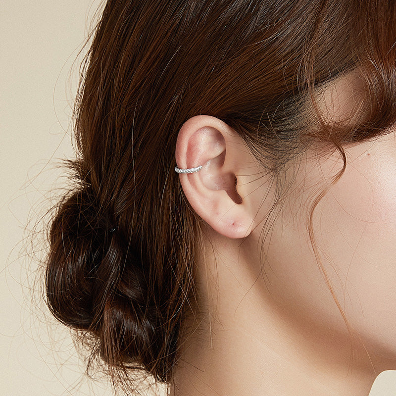 Sterling Silver Round Hypoallergenic Ear Cuff (Single)