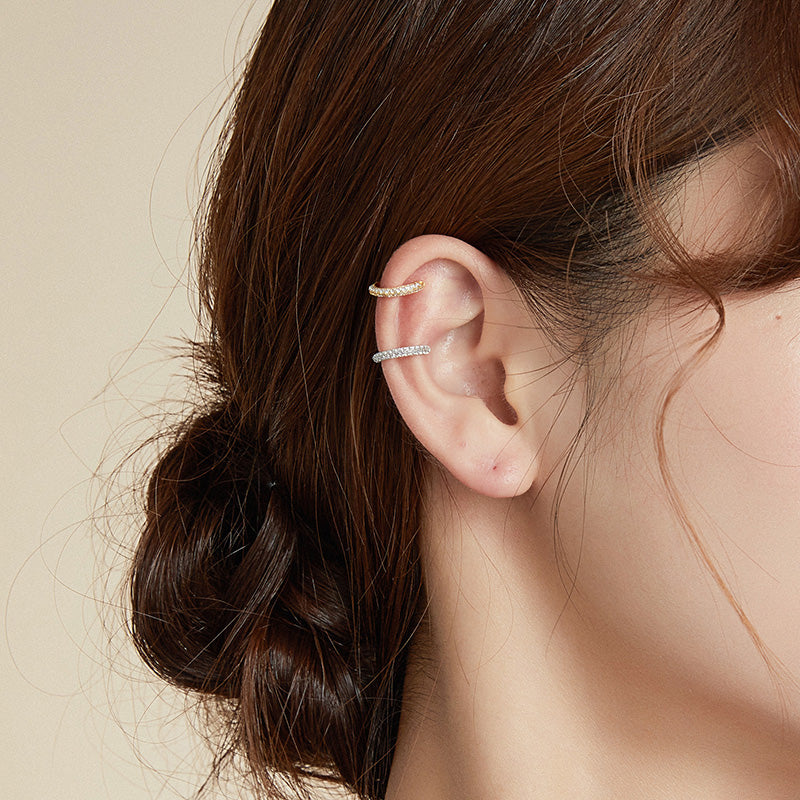 Sterling Silver Round Hypoallergenic Ear Cuff (Single)