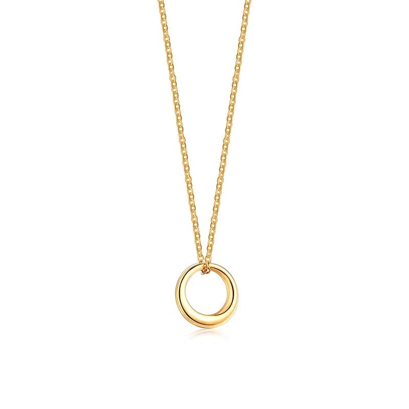 Stainless Steel Crescent Circle Necklace