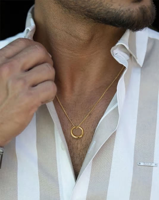 Stainless Steel Crescent Circle Necklace
