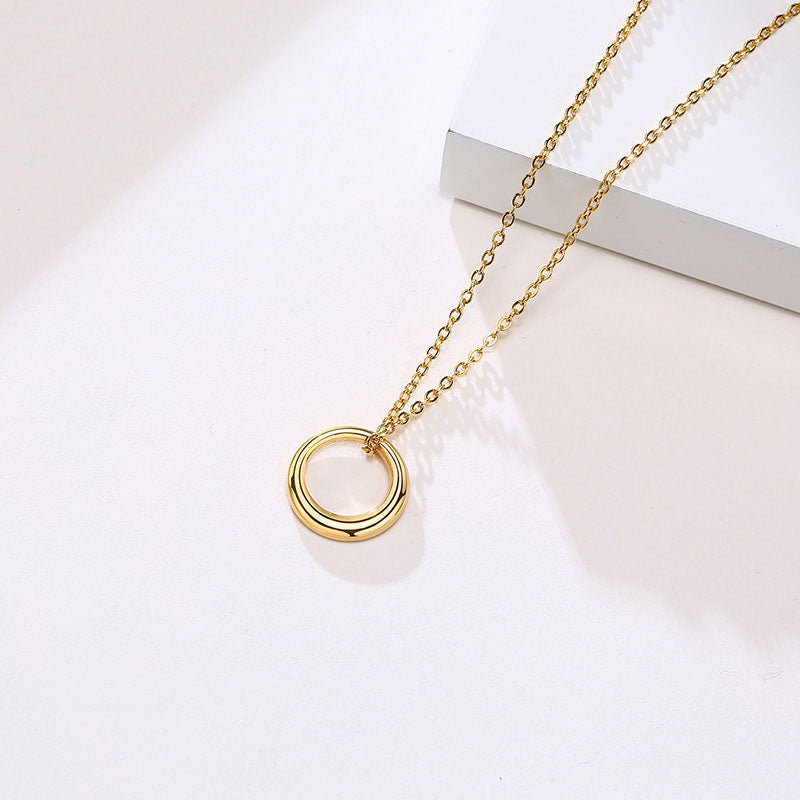 Stainless Steel Crescent Circle Necklace