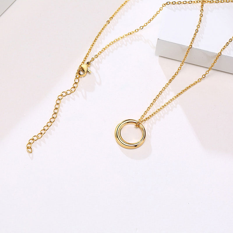 Stainless Steel Crescent Circle Necklace