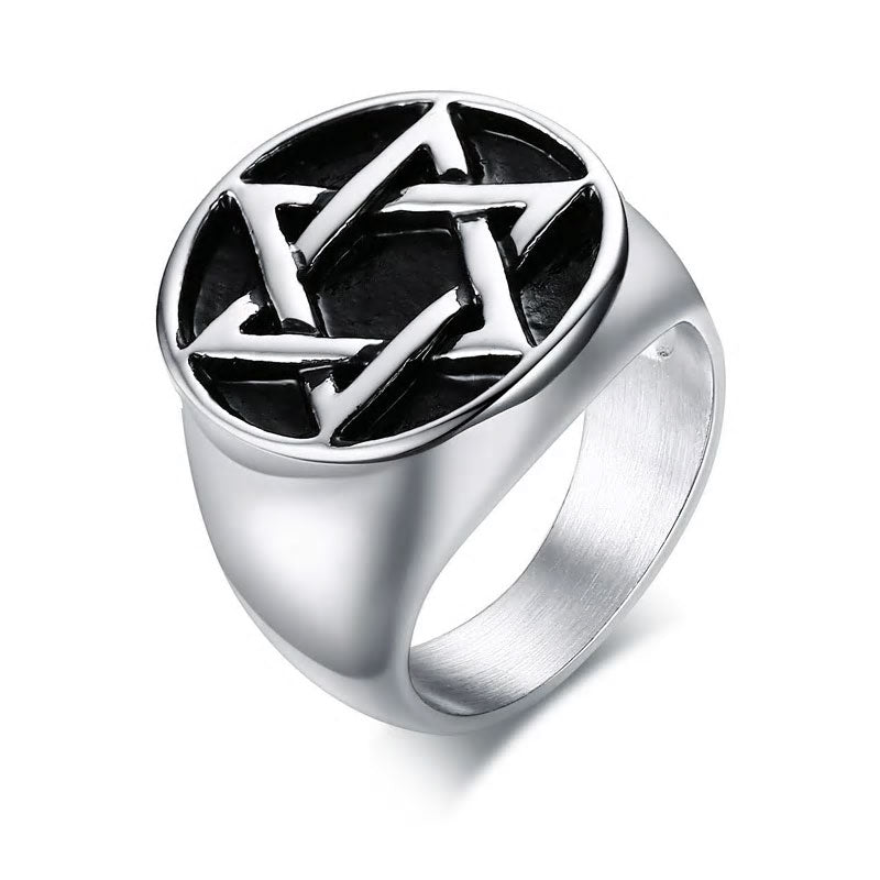 Stainless Steel Star Of David Ring