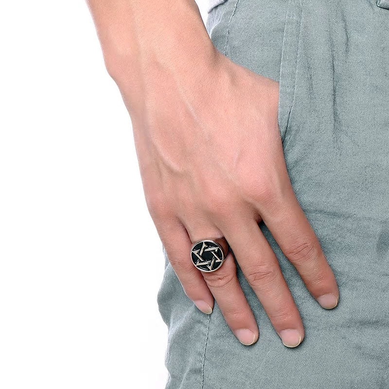 Stainless Steel Star Of David Ring