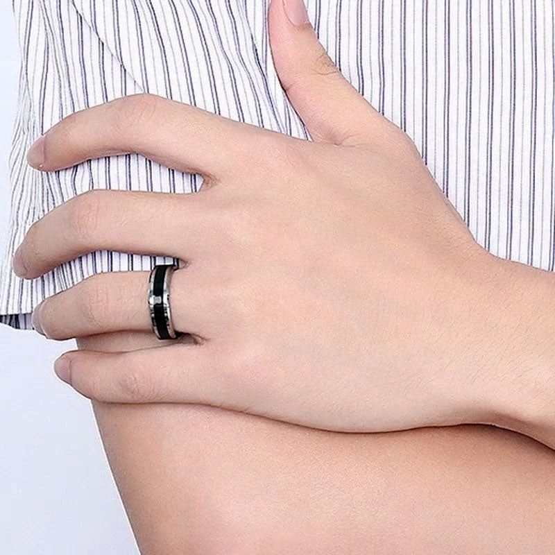 Tungsten Carbide Black Strip Ring