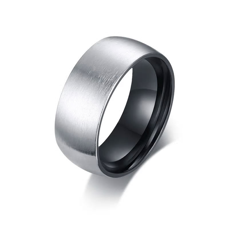 Stainless Steel Ring With Internal Domed Black Satin