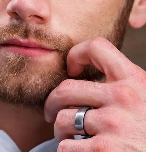 Stainless Steel Ring With Internal Domed Black Satin