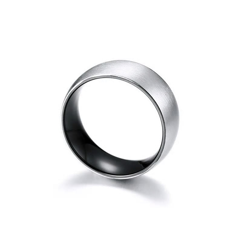 Stainless Steel Ring With Internal Domed Black Satin