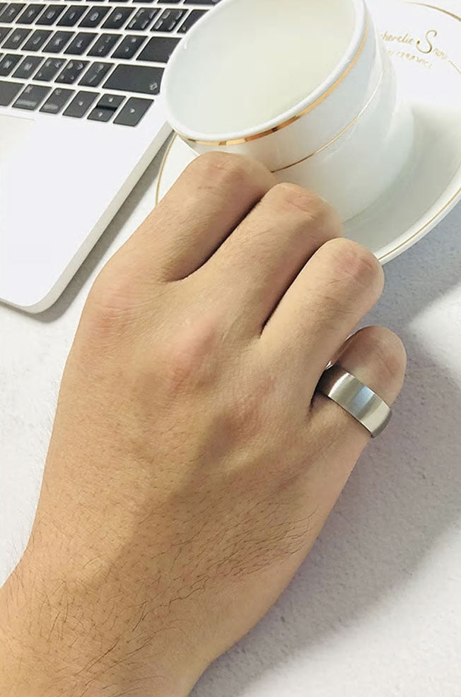 Stainless Steel Ring With Internal Domed Black Satin