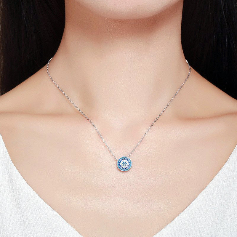 Sterling Silver Lucky Blue Eye Hypoallergenic Necklace