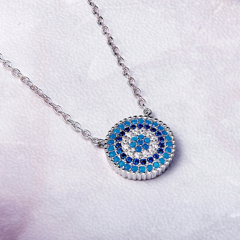 Sterling Silver Lucky Blue Eye Hypoallergenic Necklace