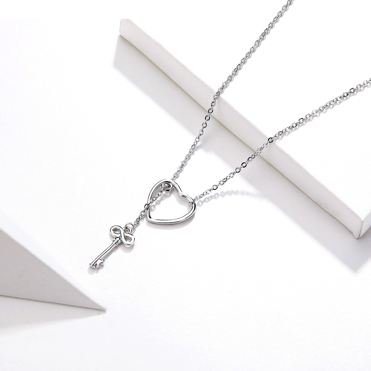 Sterling Silver Heart Key Hypoallergenic Necklace
