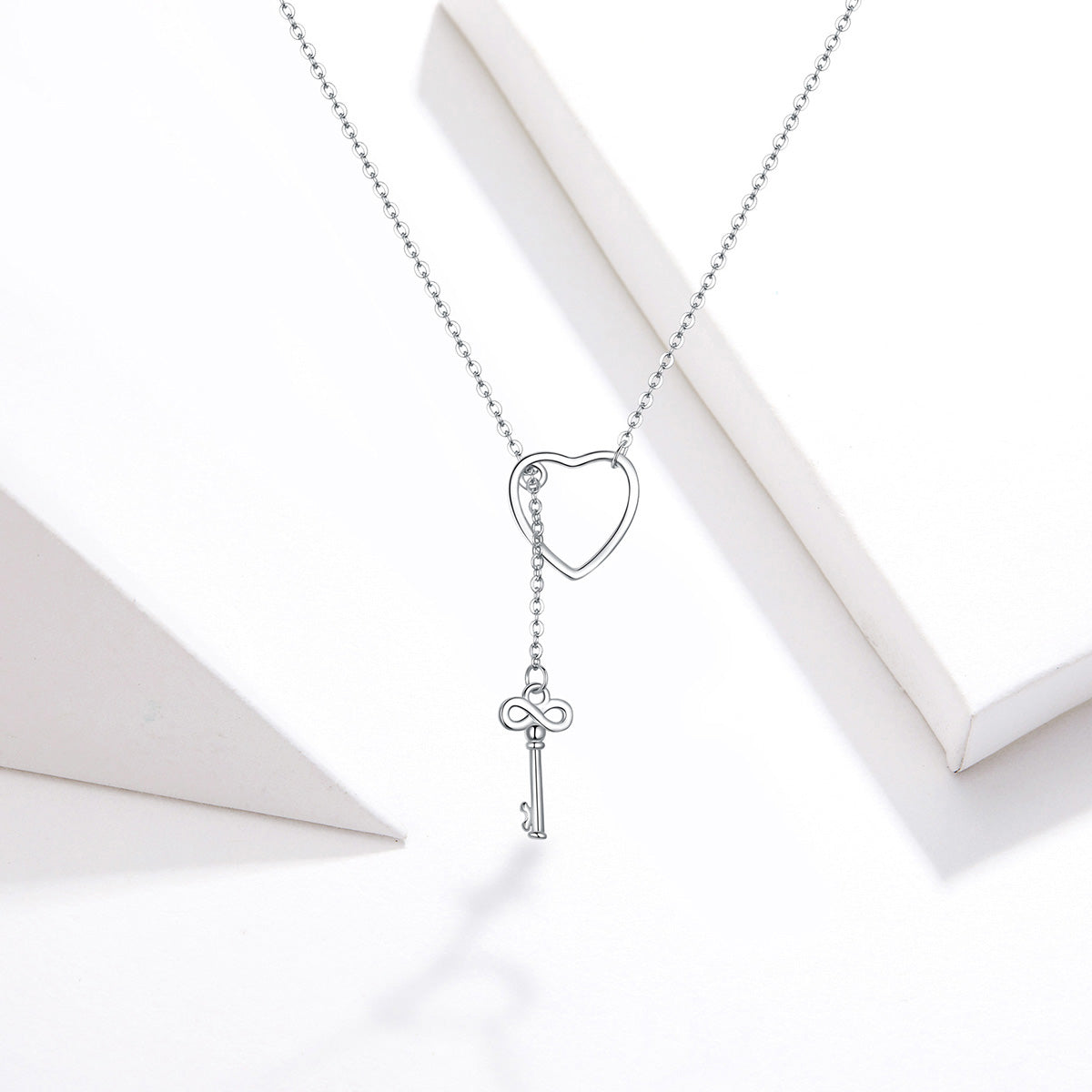 Sterling Silver Heart Key Hypoallergenic Necklace