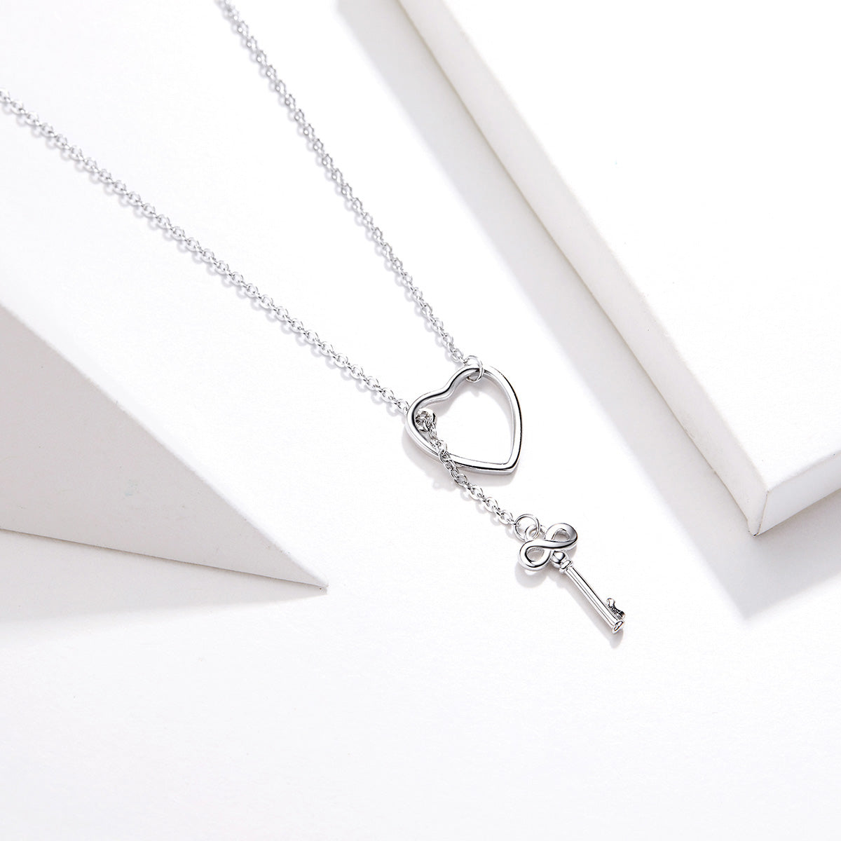 Sterling Silver Heart Key Hypoallergenic Necklace