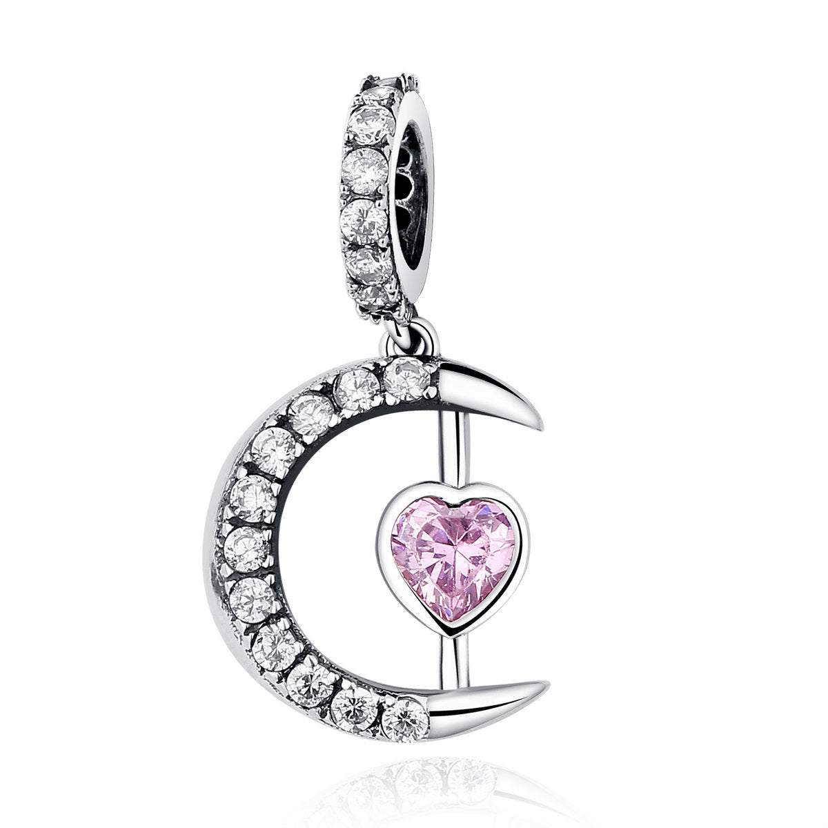 Sterling Silver Crescent Heart Hypoallergenic Dangle Charm