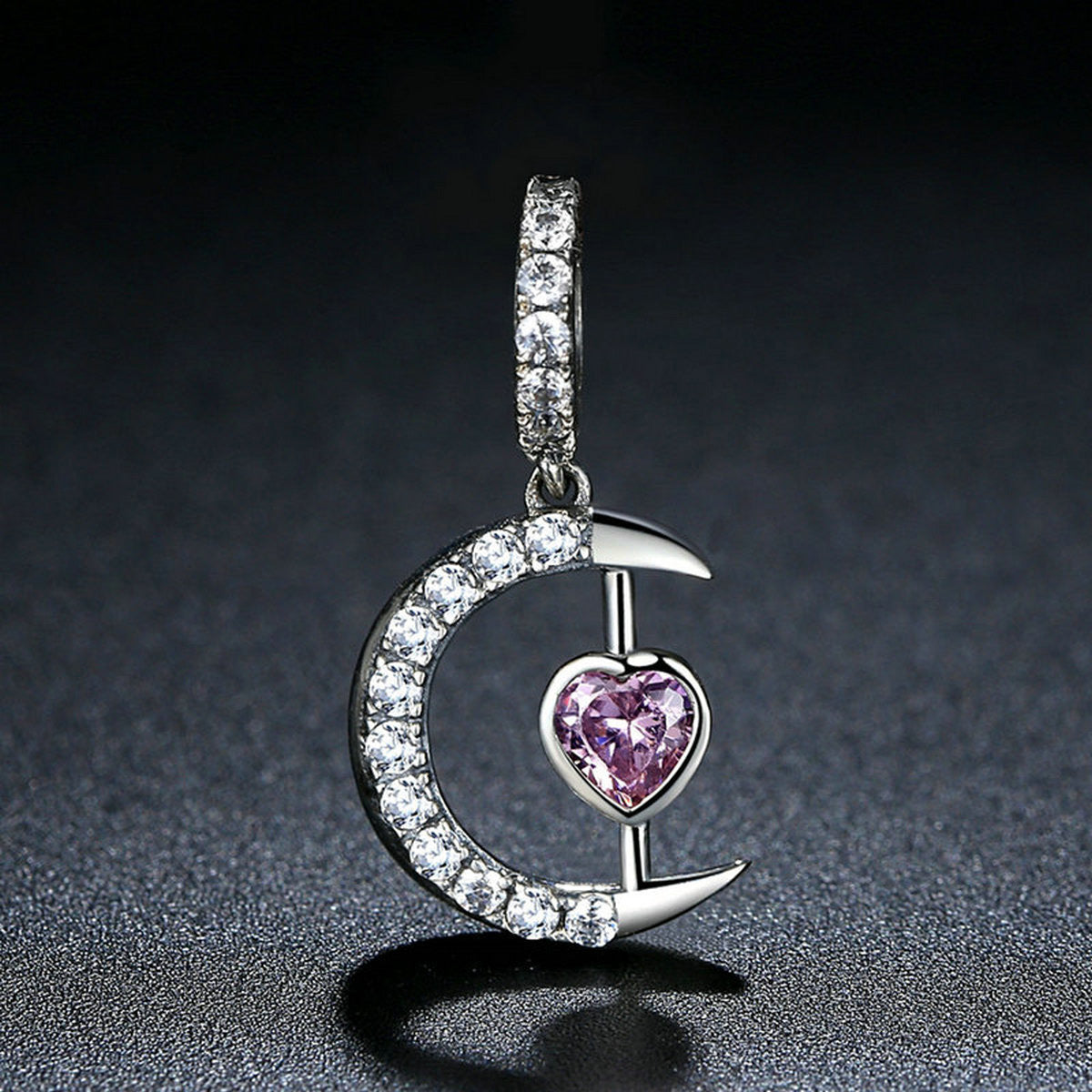 Sterling Silver Crescent Heart Hypoallergenic Dangle Charm