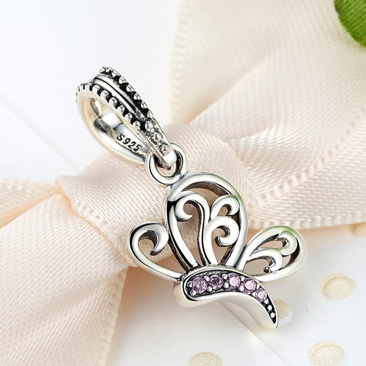 Sterling Silver Butterfly Hypoallergenic Dangle Charm