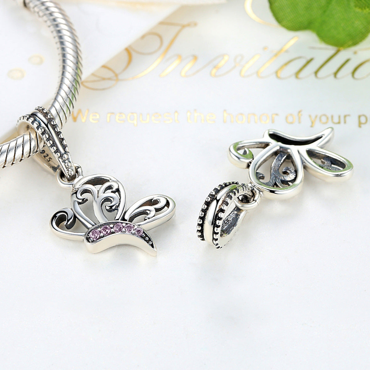 Sterling Silver Butterfly Hypoallergenic Dangle Charm