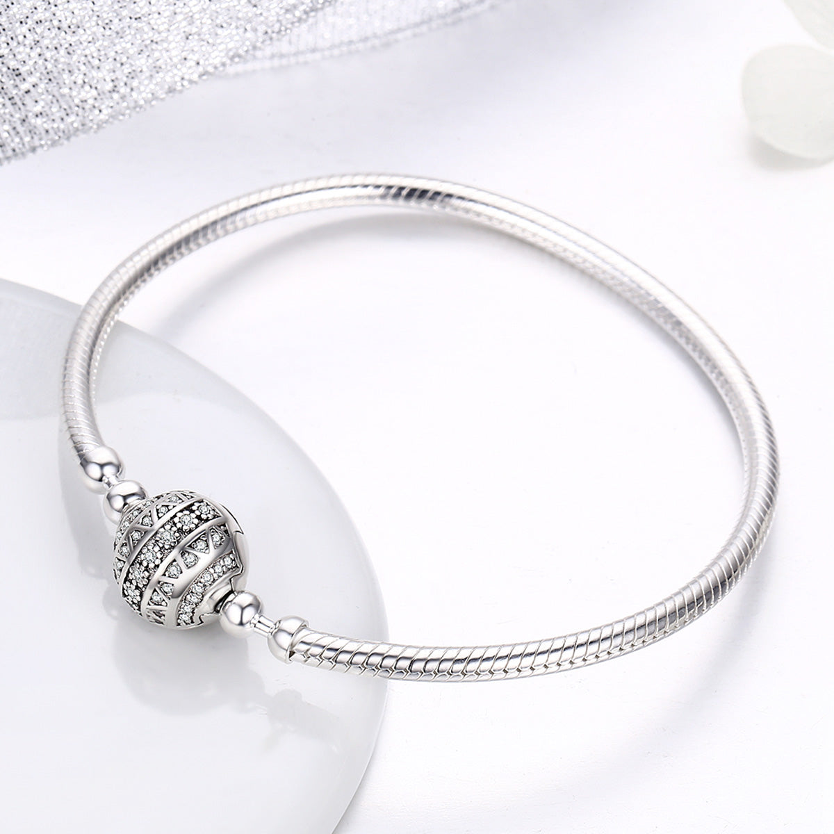 Sterling Silver Bright Geometric Charm Hypoallergenic Bracelet