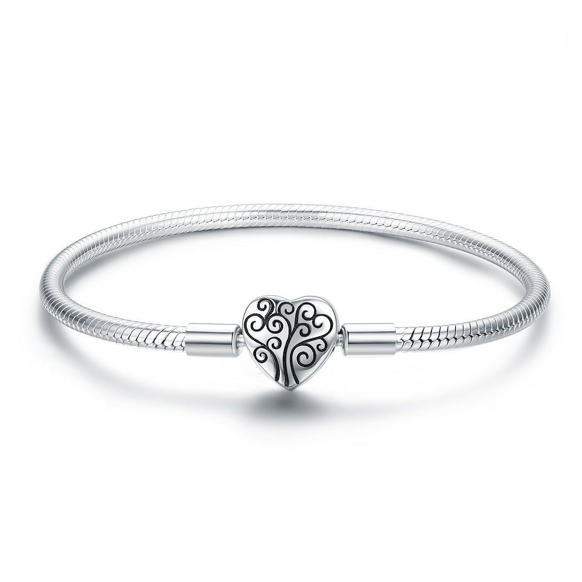 Sterling Silver Tree Of Life Heart Charm Hypoallergenic Bracelet