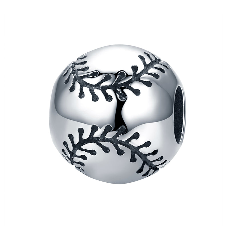 Sterling Silver Baseball Hypoallergenic Bead Charm