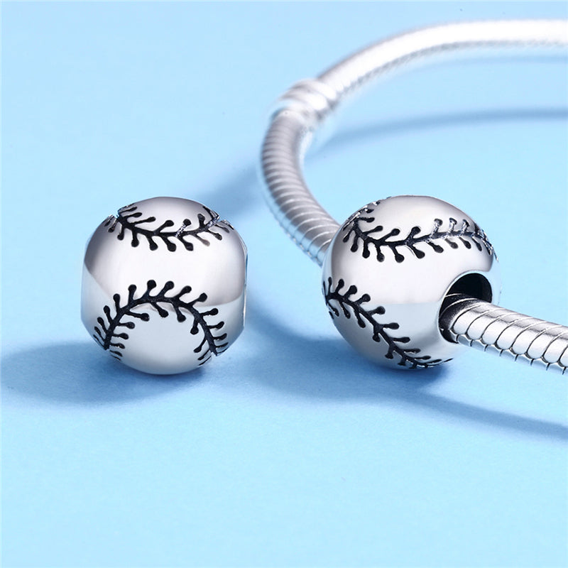 Sterling Silver Baseball Hypoallergenic Bead Charm
