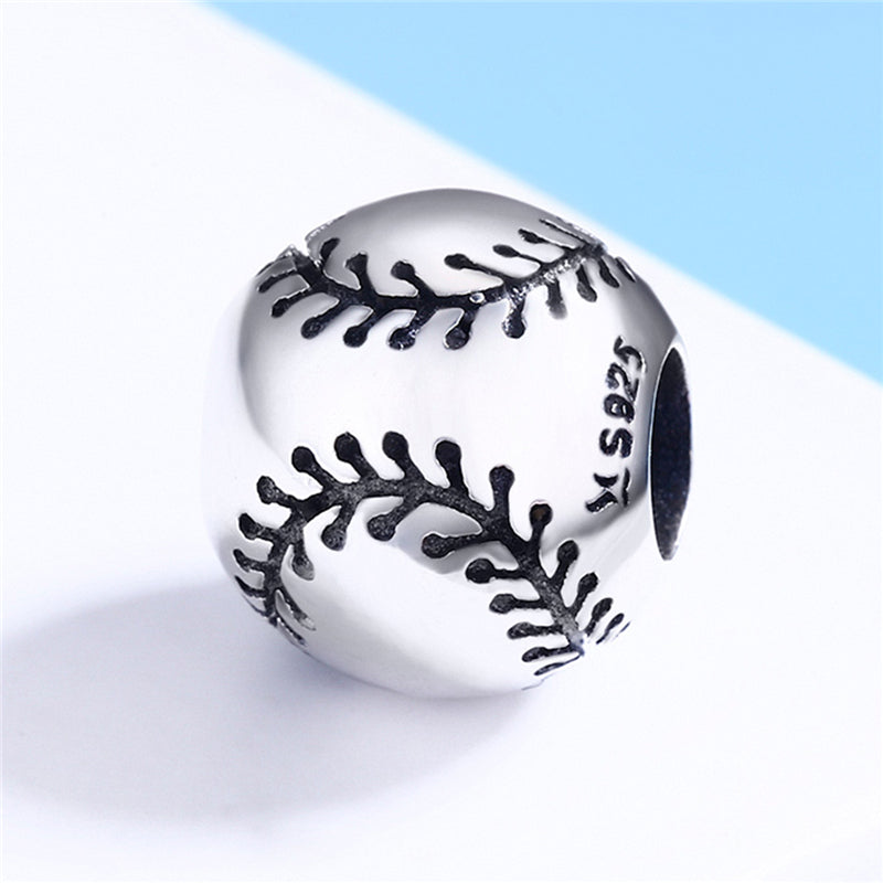 Sterling Silver Baseball Hypoallergenic Bead Charm