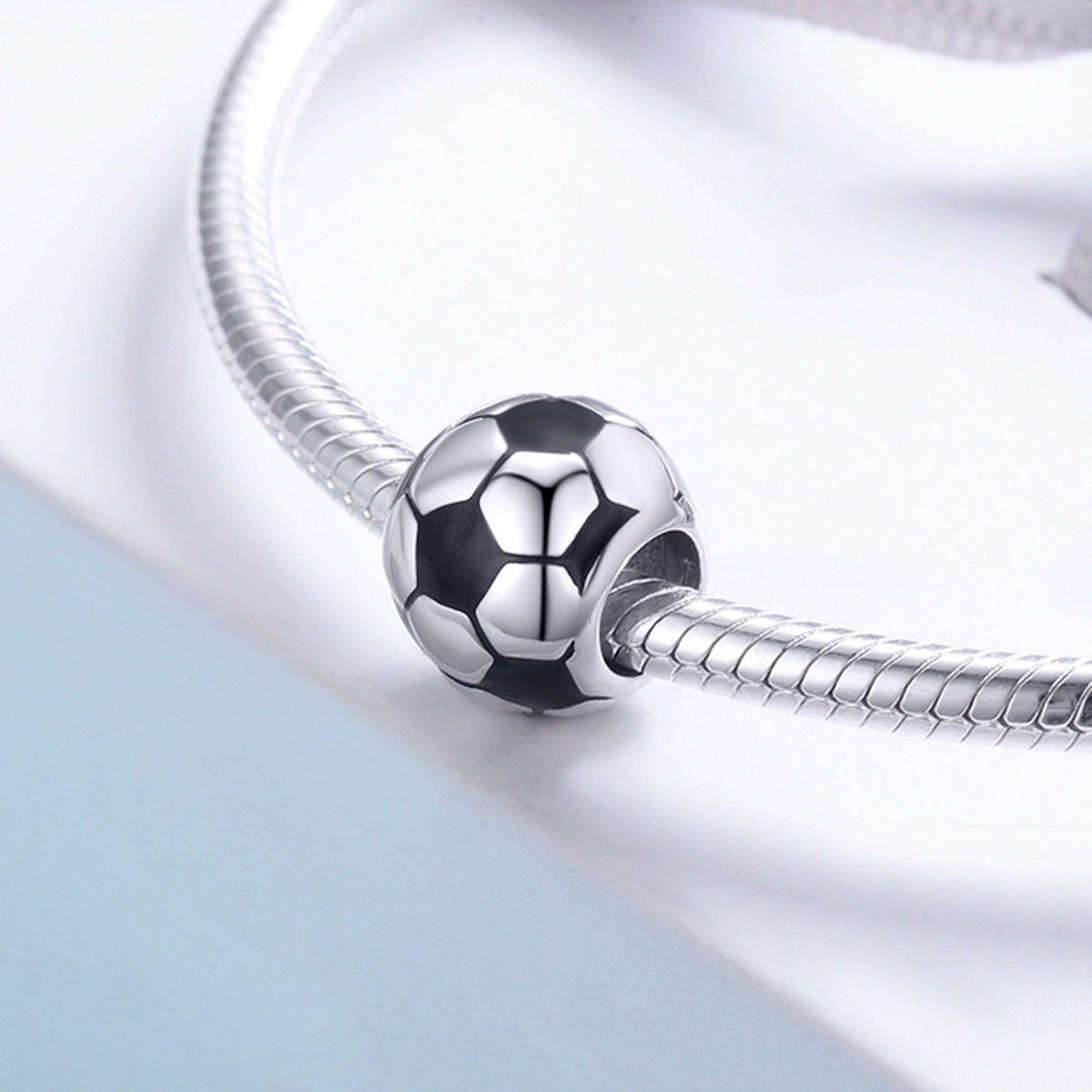 Sterling Silver Soccer Hypoallergenic Bead Charm