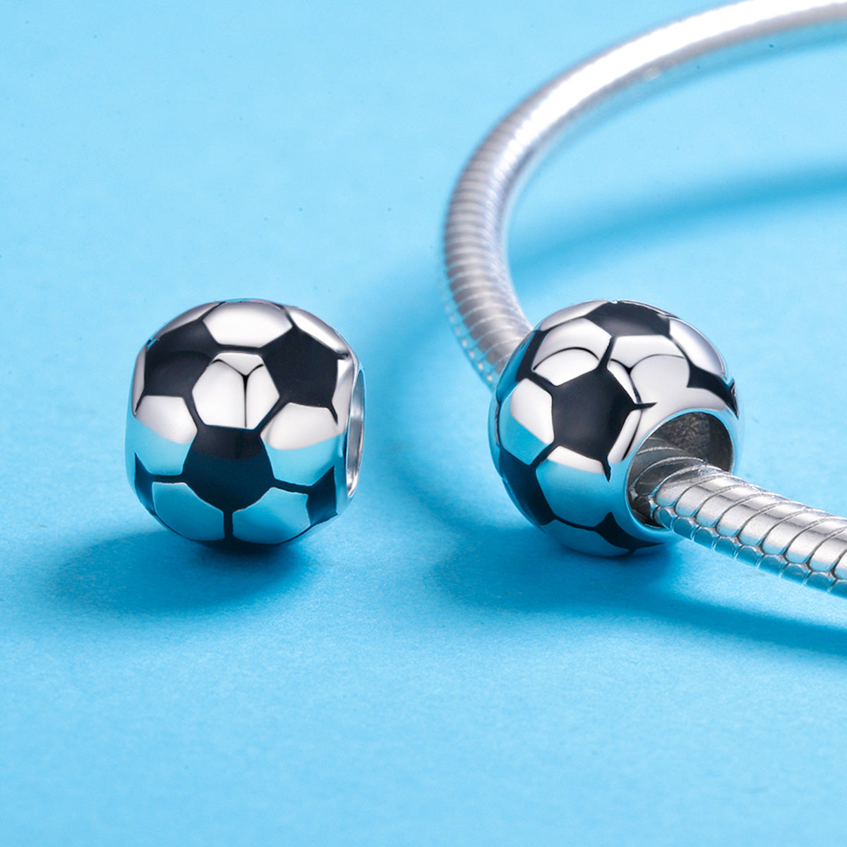 Sterling Silver Soccer Hypoallergenic Bead Charm