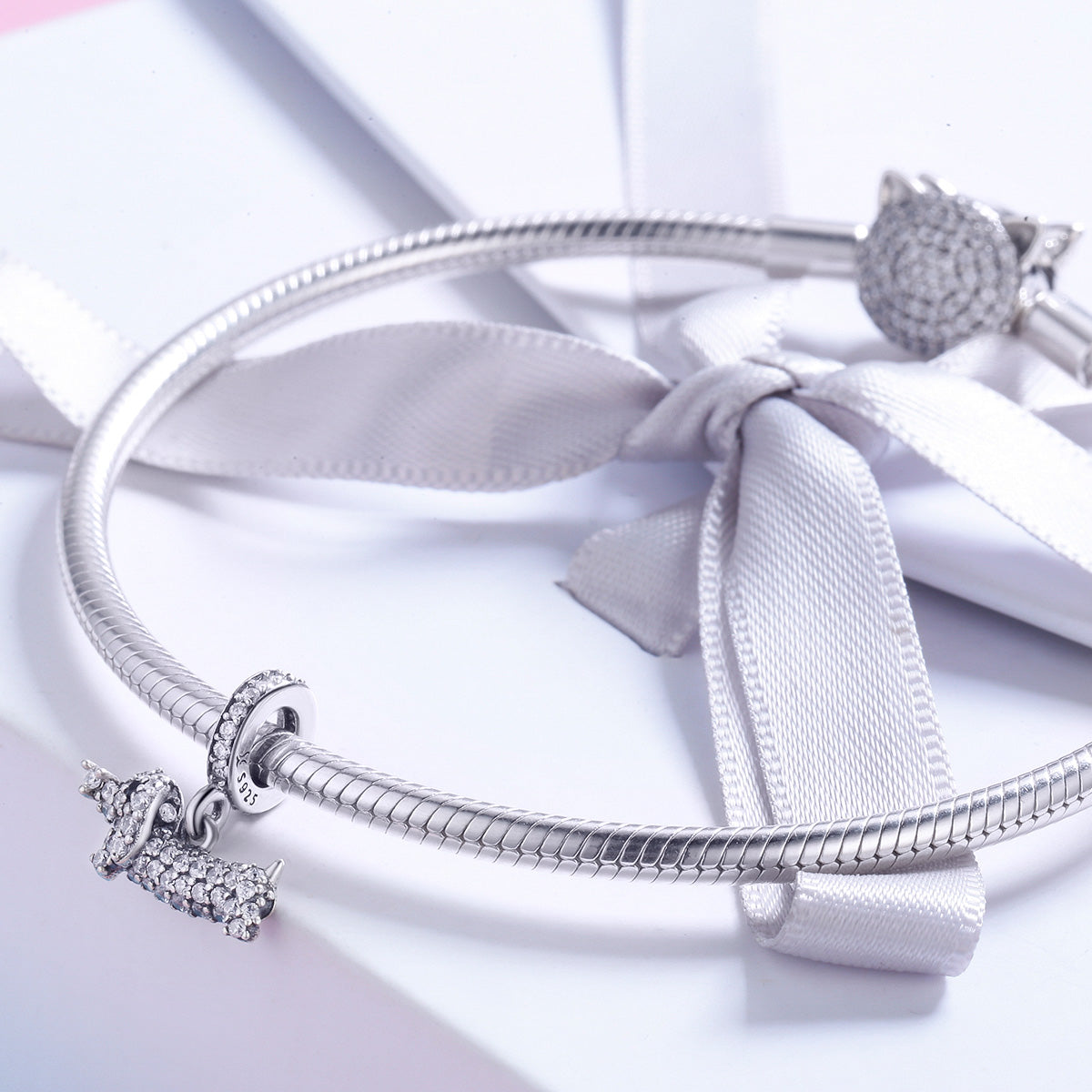 Sterling Silver Dachshund Dog Hypoallergenic Dangle Charm