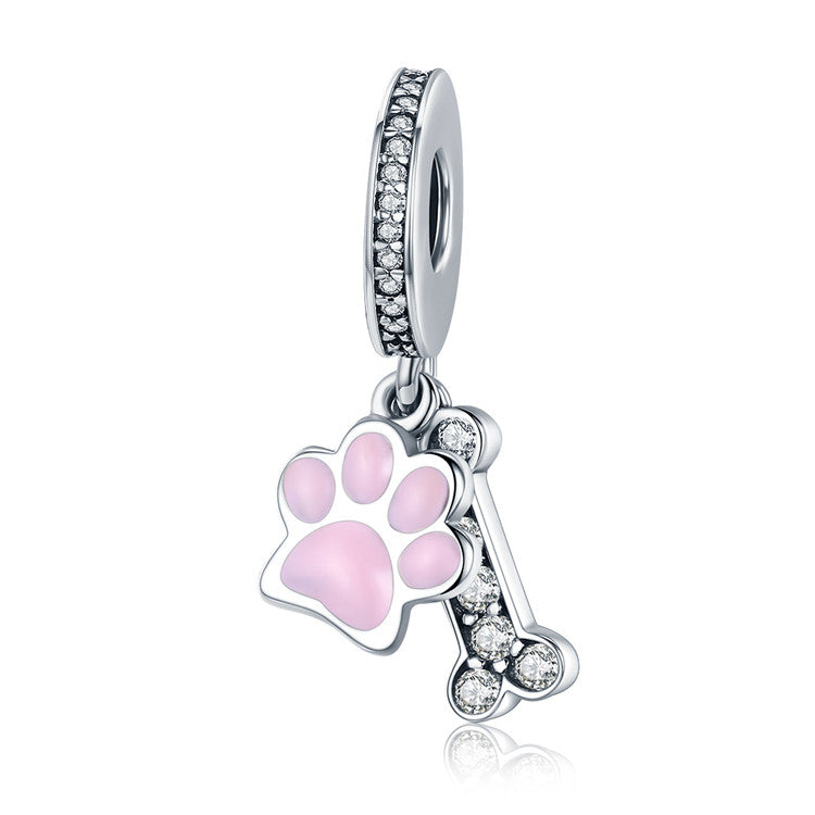 Sterling Silver Dog Paw Hypoallergenic Dangle Charm