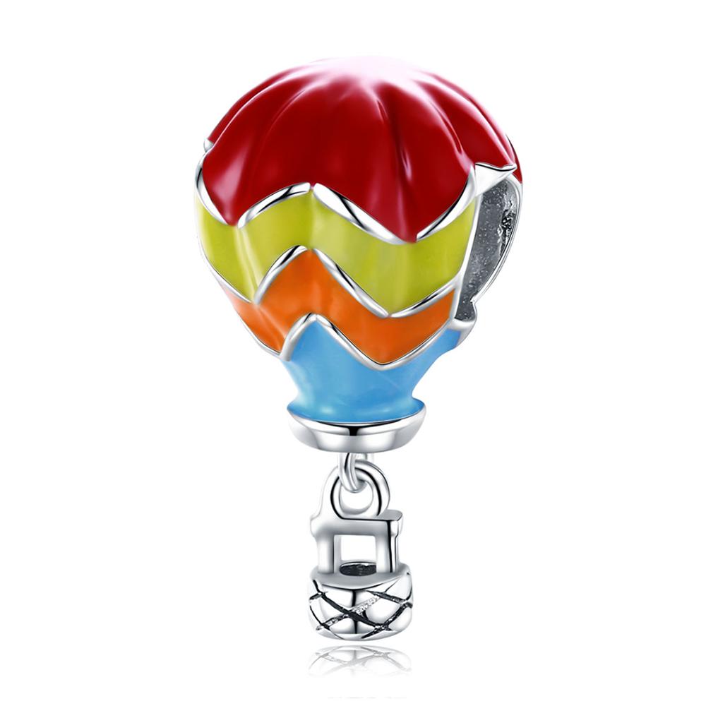 Sterling Silver Hot Air Balloon Hypoallergenic Bead Charm