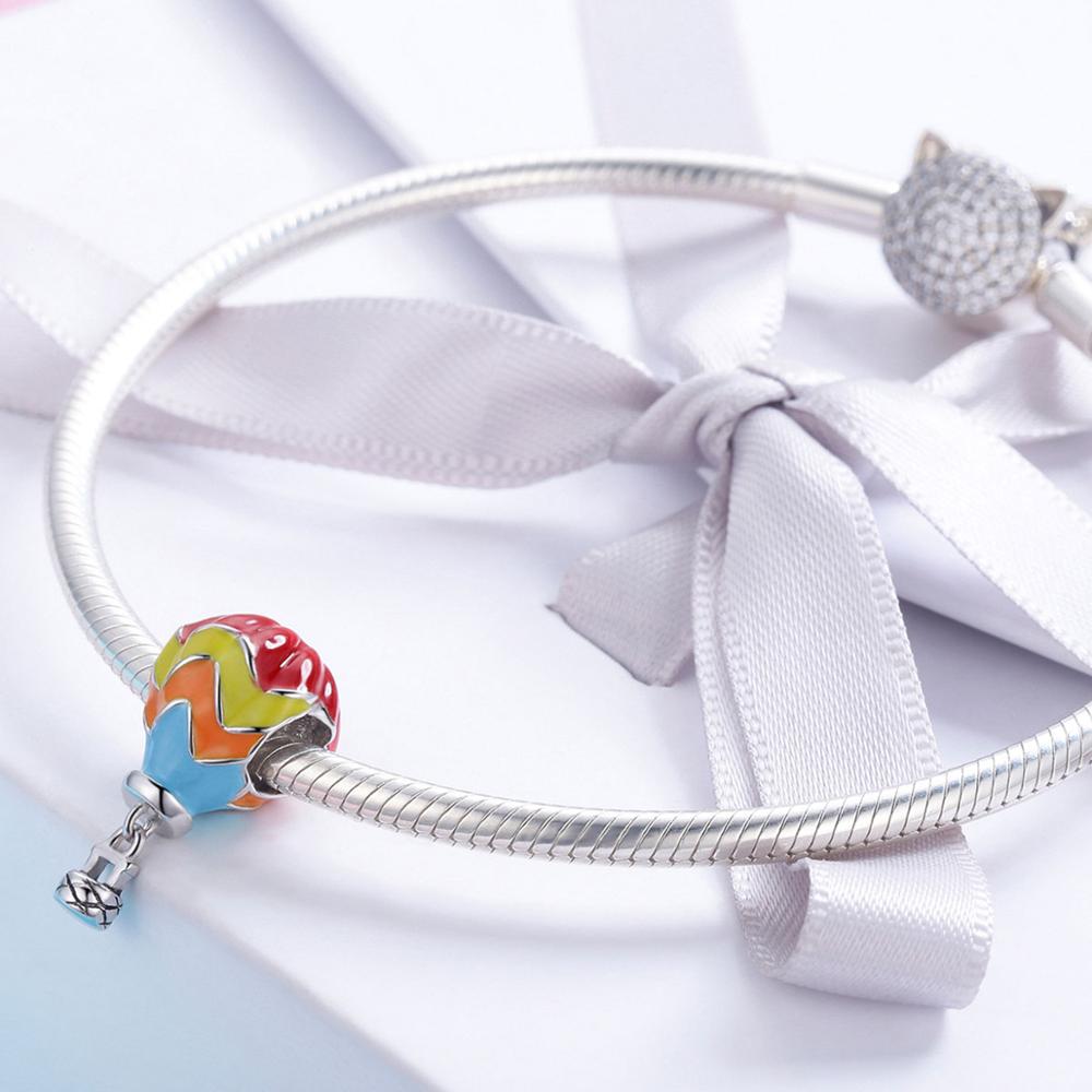 Sterling Silver Hot Air Balloon Hypoallergenic Bead Charm