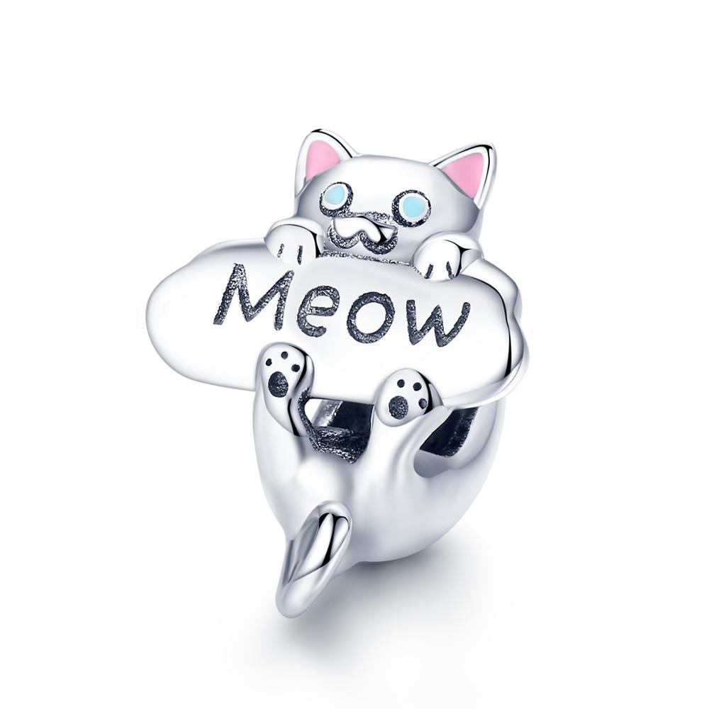Sterling Silver Meow Hypoallergenic Bead Charm